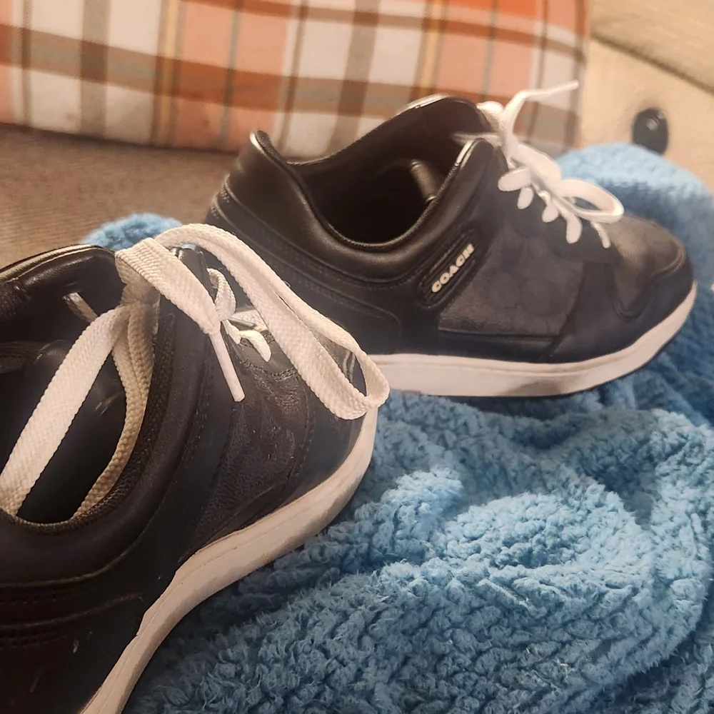 Coach Black and White Leather Sneakers - Picture 8 of 8